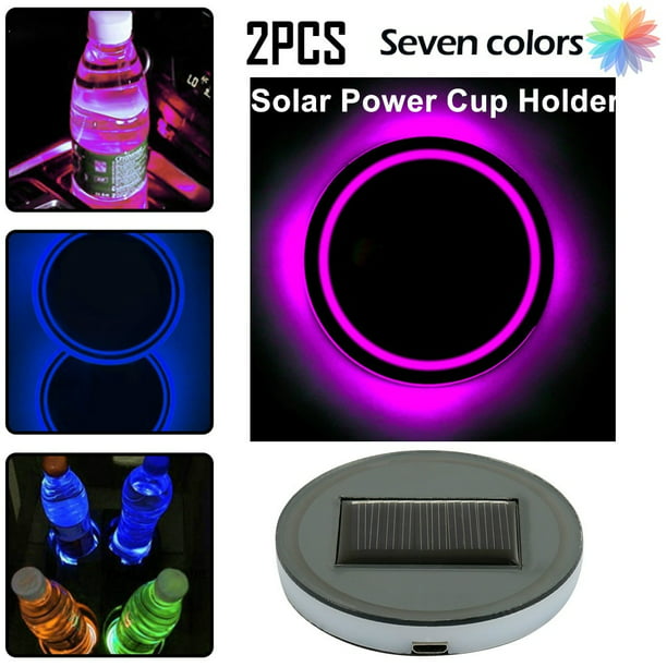 USA Car Coasters Cup Holder Bottom Pad Colorful LED Light Atmosphere Lamp Trim